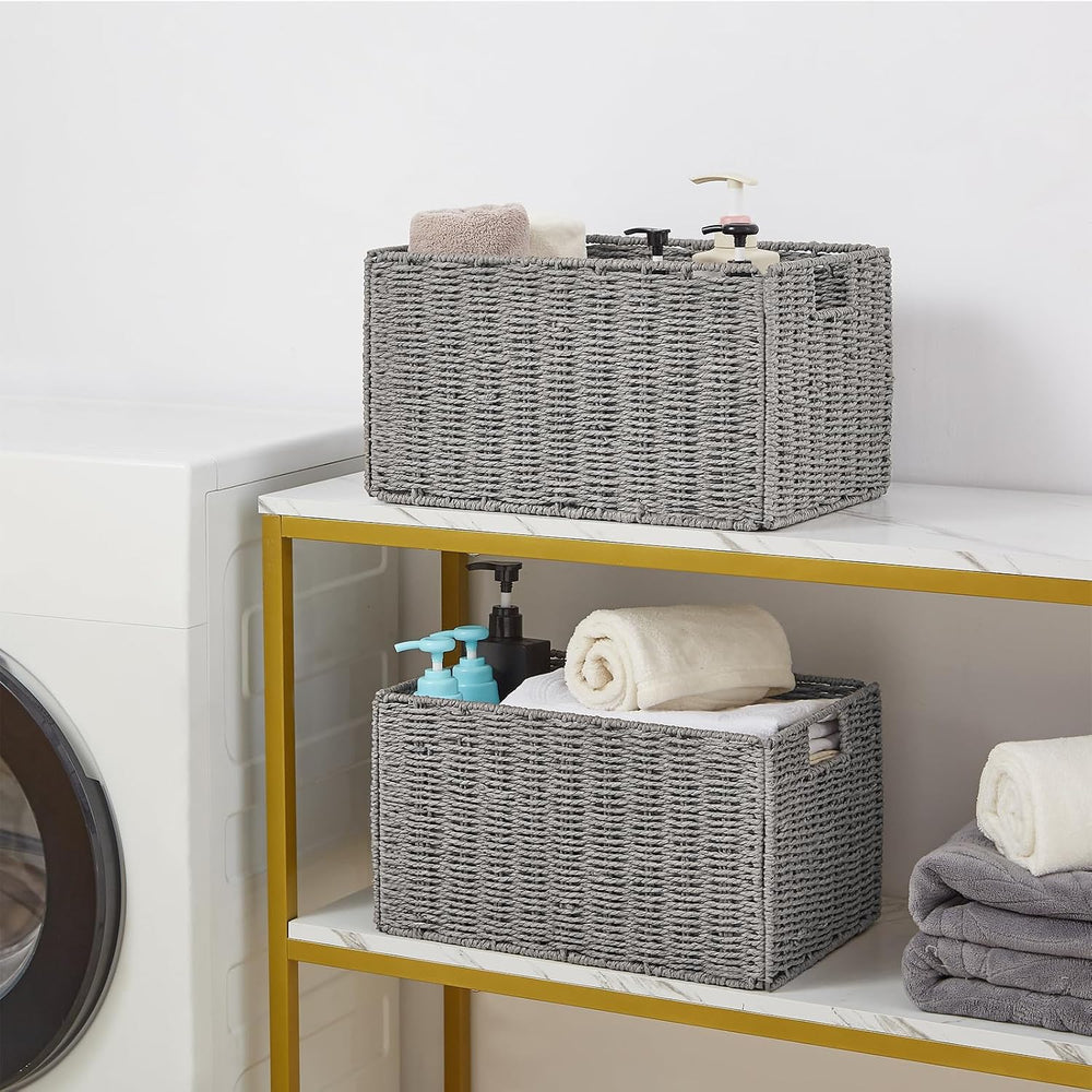 Vagusicc Wicker Storage Basket, Set of 2 Hand-Woven Paper Rope Wicker Basket,...