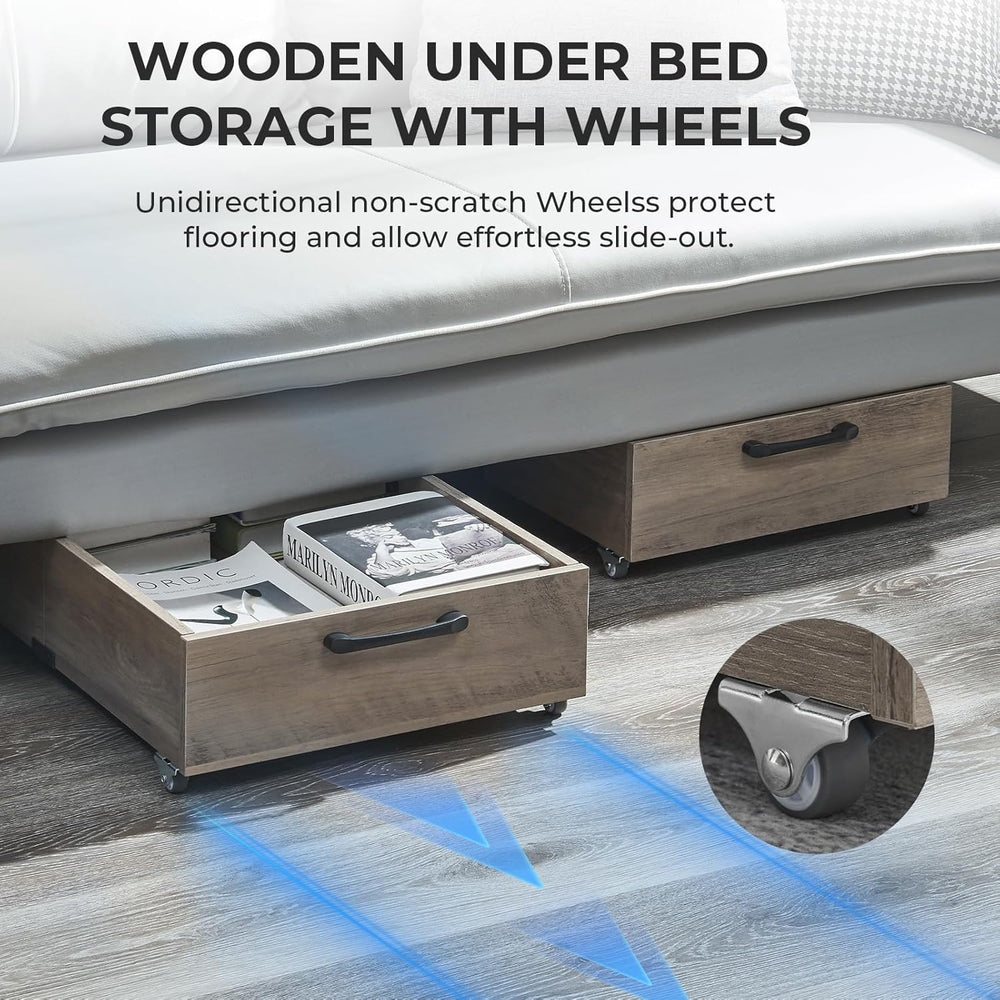 TIOPGHAD 2-Pack Under Bed Storage Drawers with Wheels, Brownish-Gray