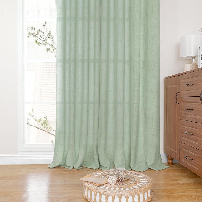 YoungsTex Sage Green Linen Curtains - Image 7