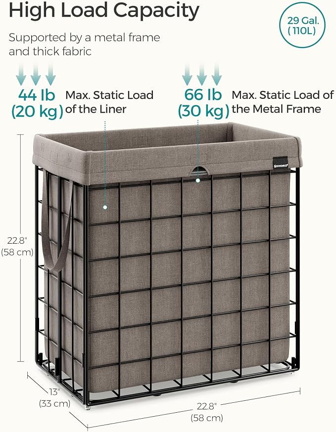 SONGMICS Laundry Hamper, 29 Gal. Laundry Basket, Collapsible Clothes Hamper - Image 5