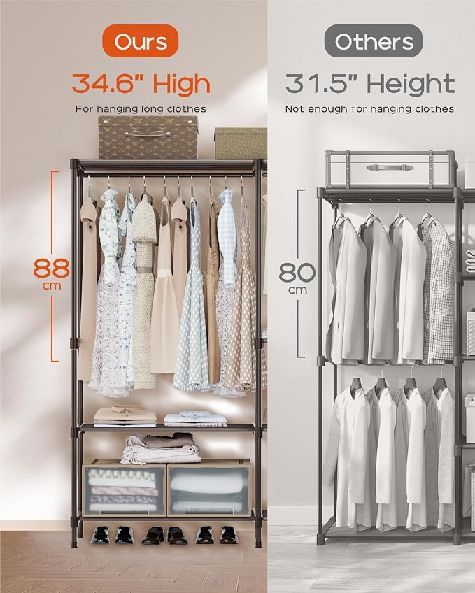 Clothes Rack, Portable Closet, 44.9 Inch Large Capacity Wardrobe Closet - Image 3