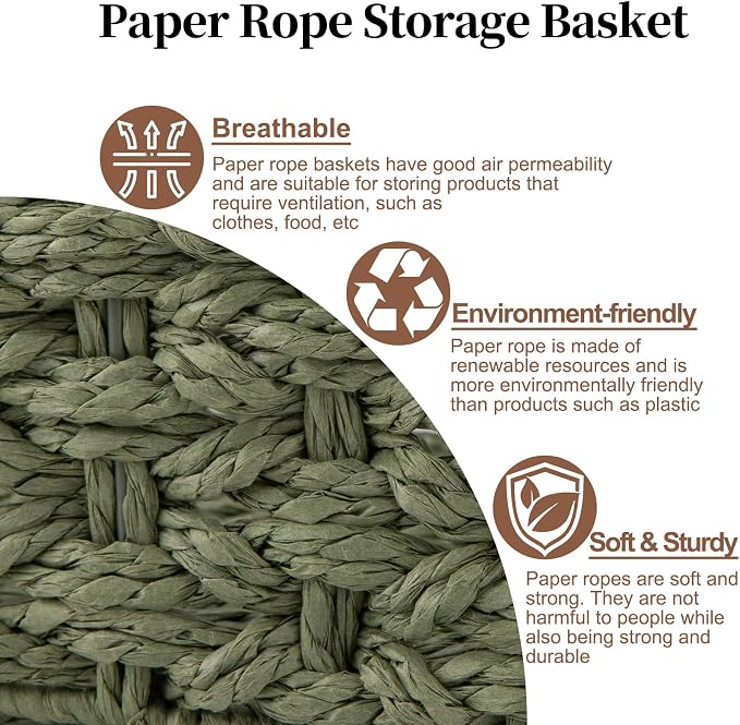 OIAHOMY Toilet Paper Baskets Handmade Paper Rope Decorative Wicker Storage Tank - Image 4