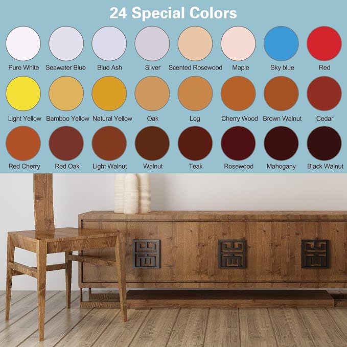 SEISSO Furniture Repair Kit 50 Pcs, 24 Colors Wood Fillers, Wood Paint - Image 2