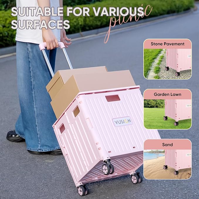 VUSIGN Folding Utility Cart, Foldable Rolling Crate Handcart - Image 5