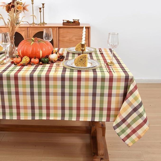 Classic Gingham Buffalo Tablecloth Fabric by Essifunia