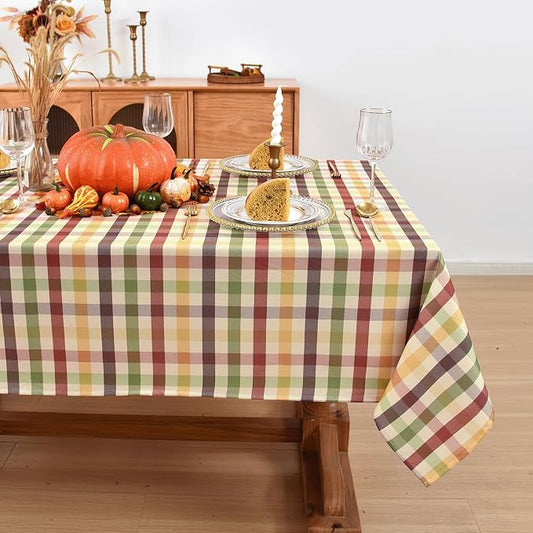 Waterproof Gingham Festive Tablecloth Fabric by Essifunia