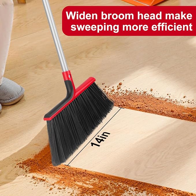 Angle Broom with 58″ Long Handle – 14″ Wide Stiff Bristles - Image 4
