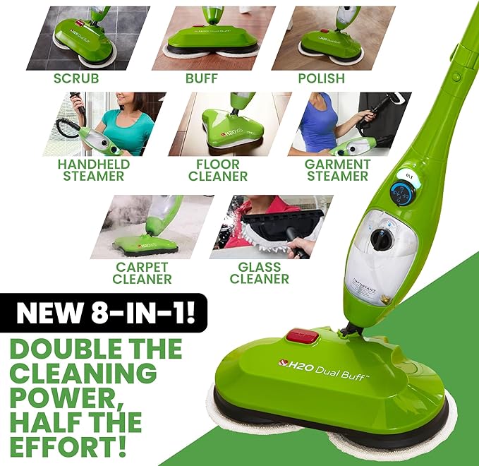 H2O X5 Dual Buff Steam Mop, 8 in 1 Handheld Steam Cleaner - Image 7