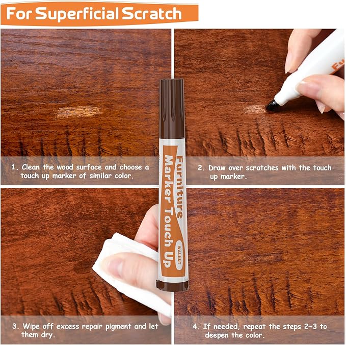 REALINN Wood Furniture Repair Kit 8 Dark Colors- Wood Fillers and Touch Up - Image 3