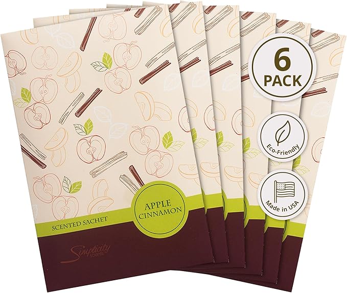 Simplicity Scents Apple Cinnamon Scented Sachets Pack of 6, Fall & Winter by FloralSimplicity