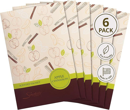 Simplicity Scents Apple Cinnamon Scented Sachets Pack of 6, Fall & Winter by FloralSimplicity