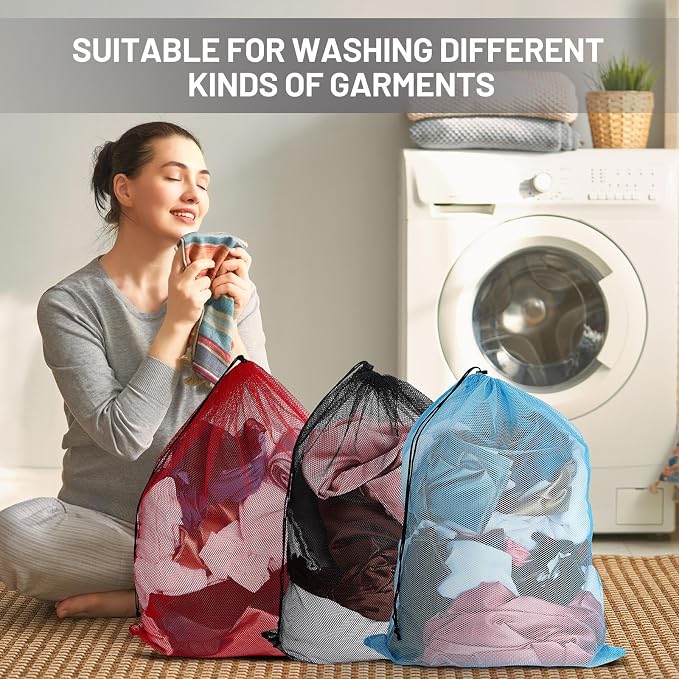 Berlune 24 Pcs Large Laundry Bag Colorful Extra Large Mesh Laundry Bag Bulk - Image 3