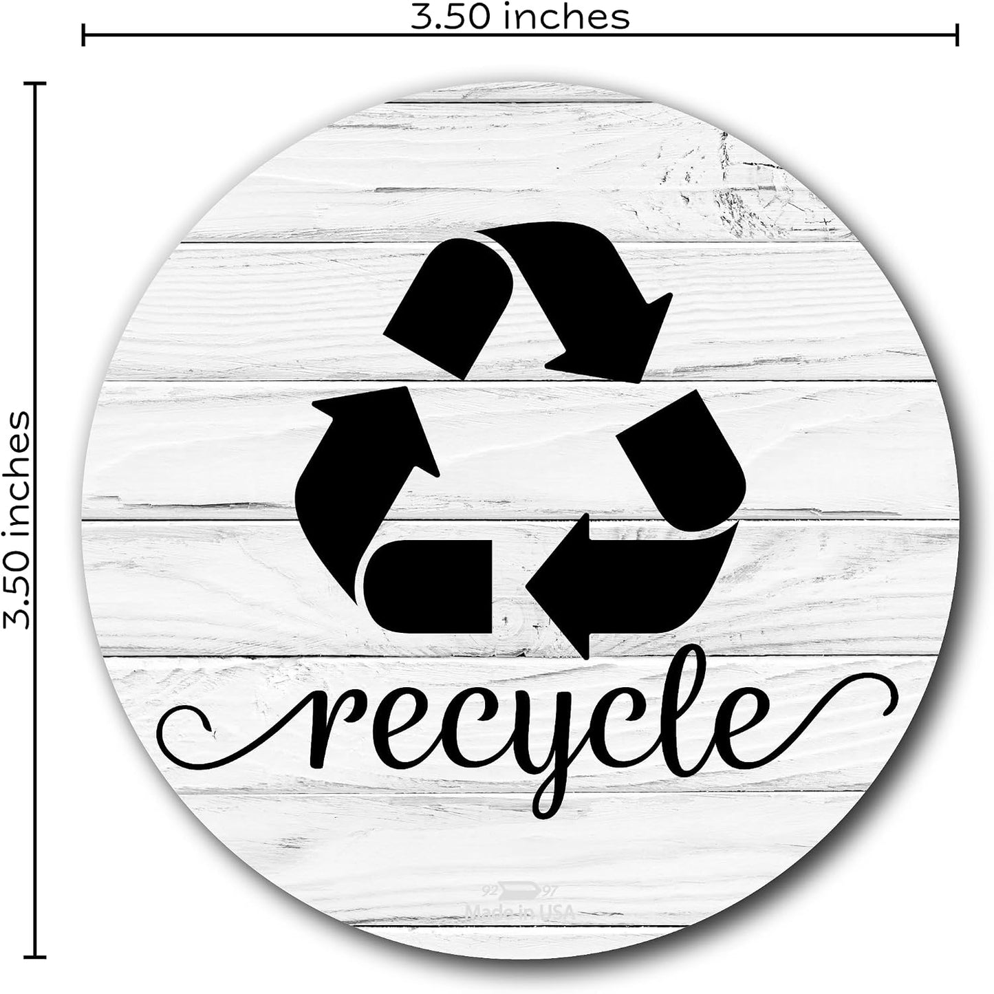 Rustic Trash and Recycle Magnets, Farmhouse Recycle Magnet for Trash Can | 3.5" Magnetic Recycling Stickers for Trash Can, Kitchen Bins Recycling Magnets Compost Sign for Garbage, Made USA, Combo Wood