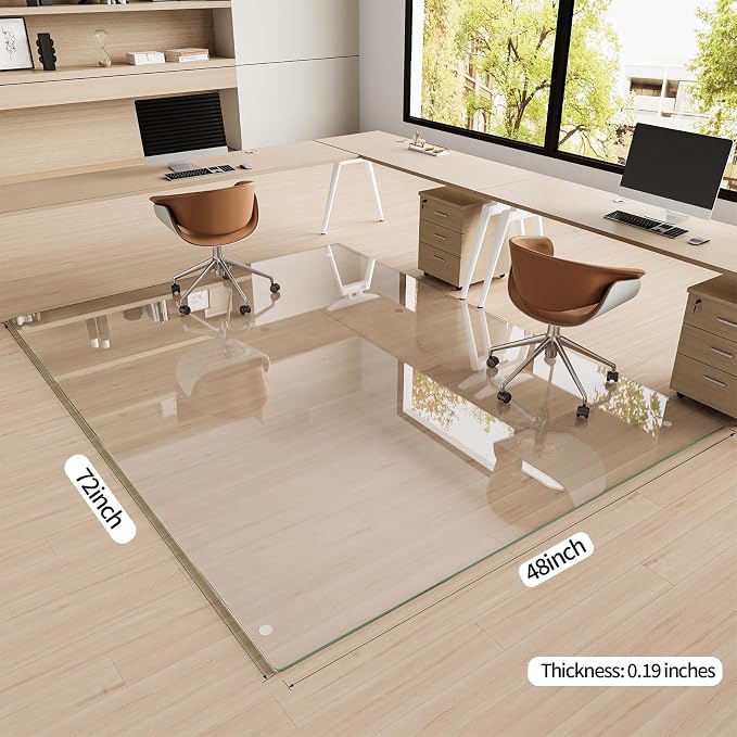 48" x 72" Glass Chair Mat, 1/5" Thick Office Chair Mat - Image 3