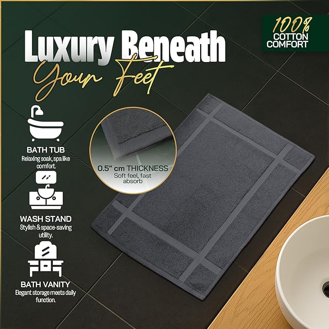 Pearl Linens Pack of 6 Washable Cotton Bath Mat 18x25 - Image 6