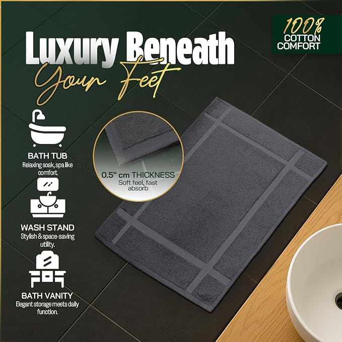 Pearl Linens Pack of 2 Washable Cotton Bath Mat 18x25 - Image 6
