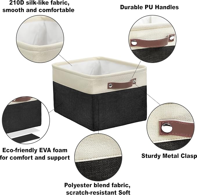 SIMPLE HOUSEWARE Large Fabric Storage Bin, 3 Pack - Image 4