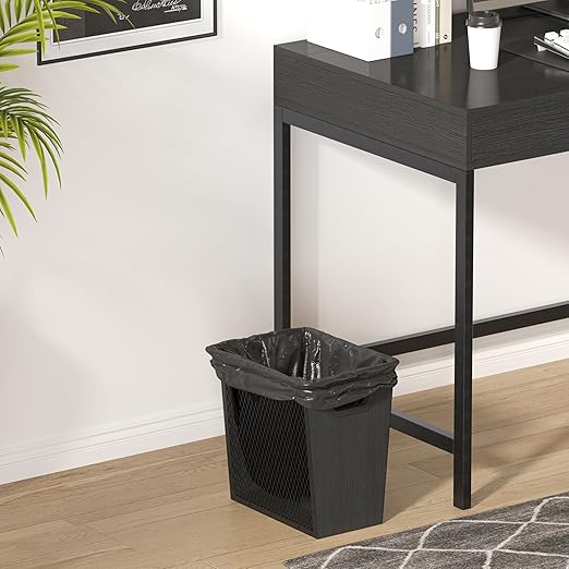 Piskyet Black Office Trash Can for Near Desk, 4.5 Gallon Unique Wood Bedroom - Image 6