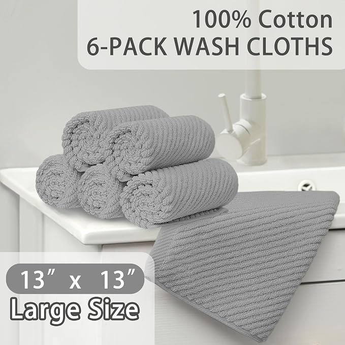 VOOVA & MOVAS Grey Washcloths 6PC - Image 3