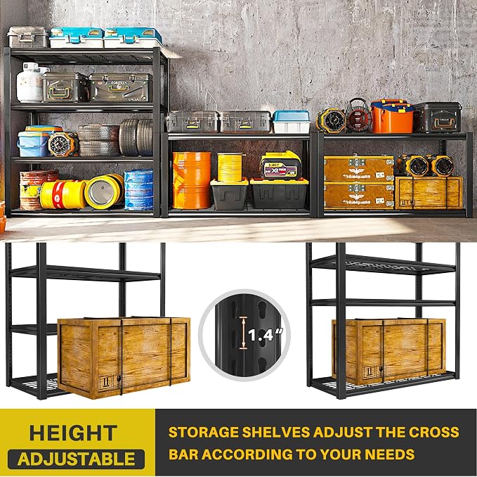 REIBII 40" W Garage Shelving 2240 LBS Storage Shelves Adjustable Heavy Duty - Image 6