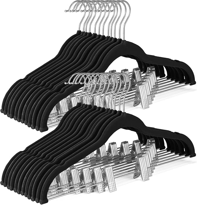 HOUSE DAY Velvet Skirt Hangers 24 Pack, Space Saving Slim Shorts Hanger by HOUSEDAY
