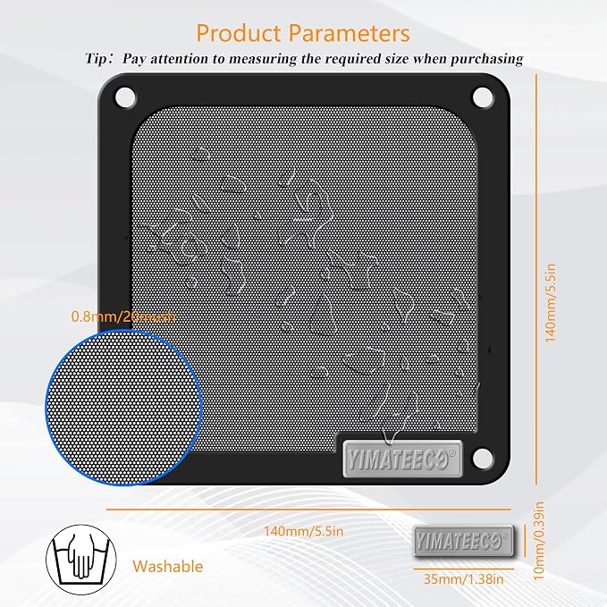 140mm PC Dust Filter for Computer Cooler Fan/PSU/Routers PVC 50 Mesh, Magnetic - Image 2
