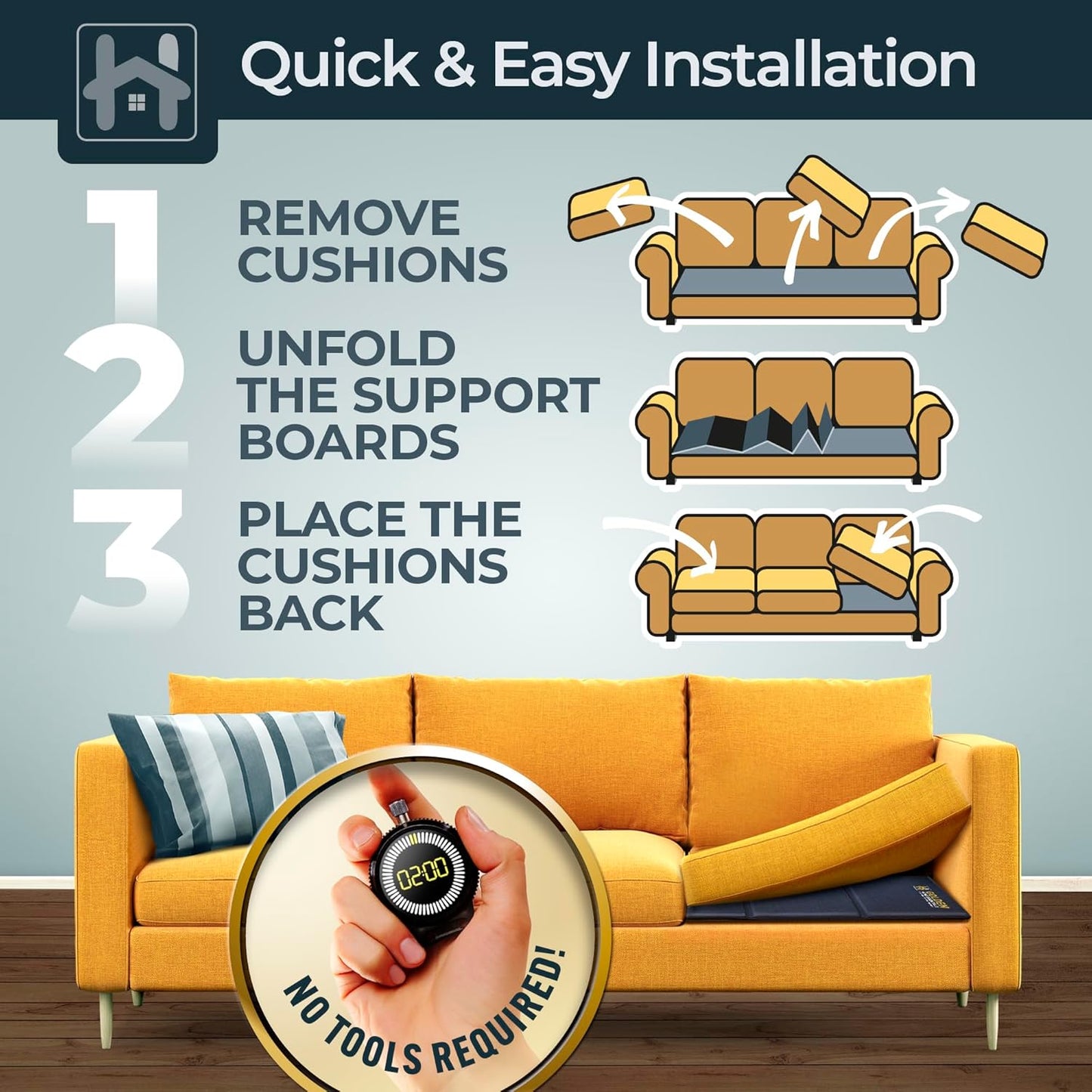 Golden Home Essentials XXXL Heavy Duty Couch Support for Sagging Cushions - 30in x 68in Extra Wide Sofa Cushion Board - 0.4in Saggy Cushion for Seat Support