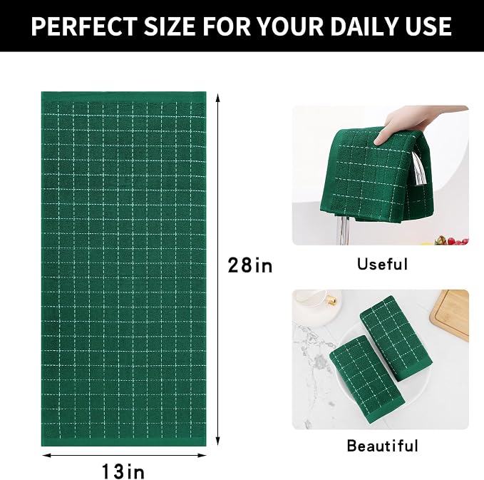 Homaxy 100% Cotton Terry Kitchen Towels, Checkered Designed, Soft and Super - Image 5