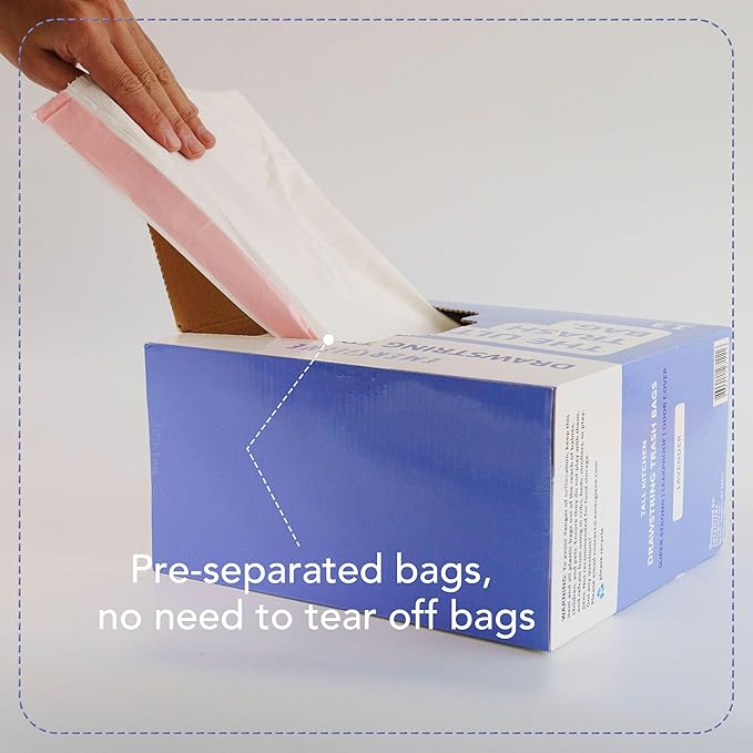 13 Gallon Drawstring Trash Bags, Lavender Scented 200 Count Tall Kichen Garbage - Image 3