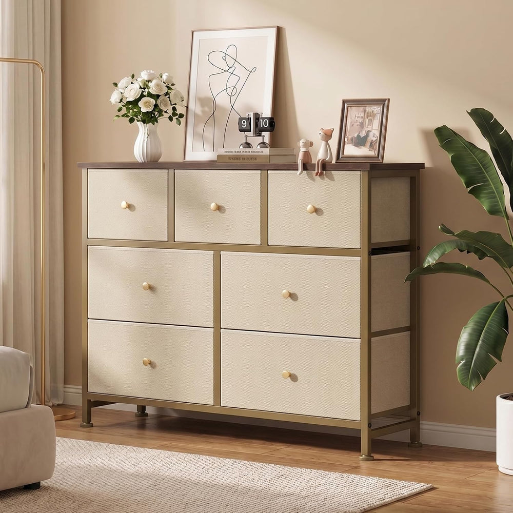 OLIXIS 7 Drawer Fabric Dresser, Storage Tower for Bedroom and Closet