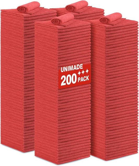 Shop Towel Rag, 200 Pack Reusable Rags Bulk Microfiber Cleaning Cloth Lint Free by Unimade