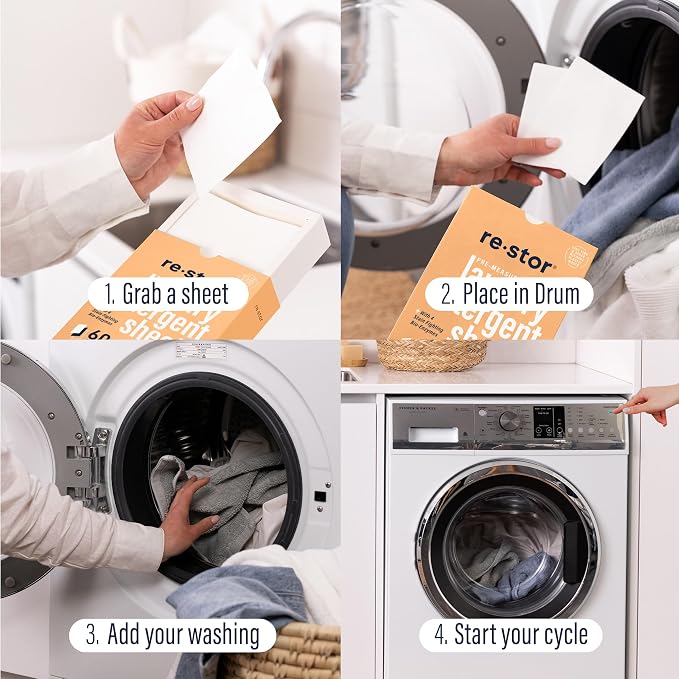 restor Laundry Detergent Sheets Tropical Breeze 60 Loads | Eco Friendly Plastic - Image 5