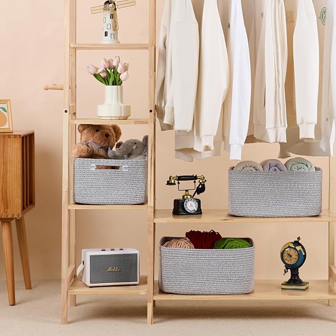 Large Storage Baskets for Shelves, Closet Organizers Bins for Clothes Blanket - Image 3