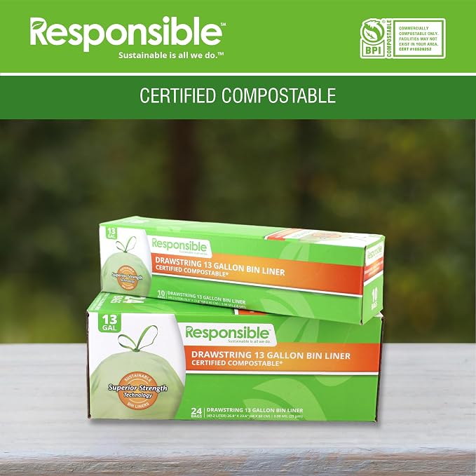 Responsible Products Kitchen Bin Liners, Certified Compostable, Heavy Duty - Image 6