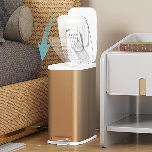 Champagne Gold Bathroom Trash Can - Image 3