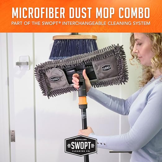 SWOPT 18” Microfiber Dust Mop + 60" Steel Handle, Combo — Dust Mop Head - Image 5