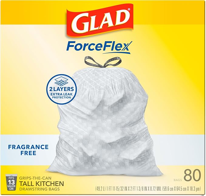 Glad ForceFlex Tall Kitchen Drawstring Trash Bags, 13 Gal, Fragrance Free - Image 11