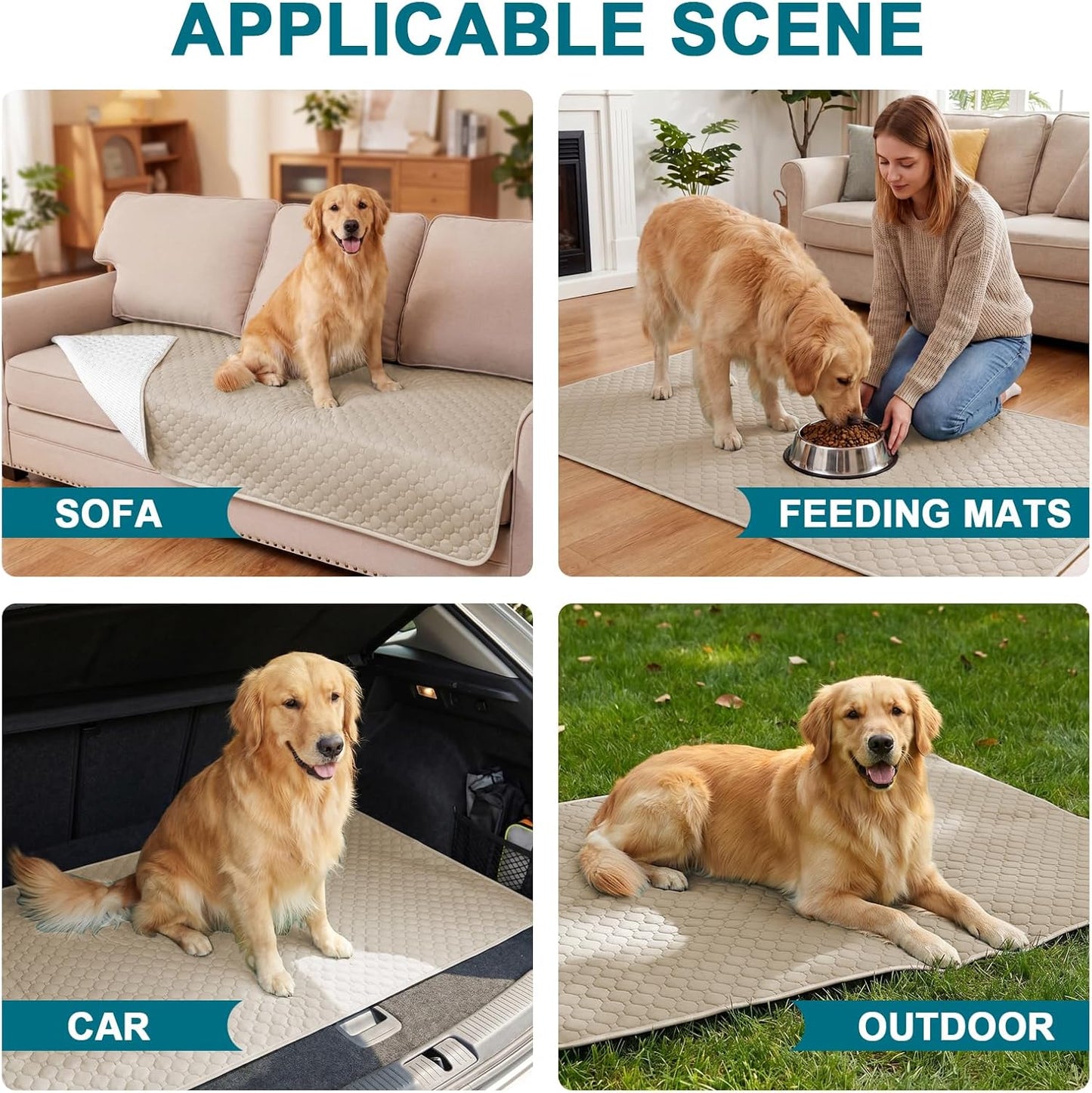 Turquoize Waterproof Couch Cover for Dogs Washable Sofa Cover with Non-Slip Backing Soft Sofa Slipcovers Pet Couch Cushion Protector for 3 Cushion Sofa, Sectional & Loveseat Cover (36x94, Beige)