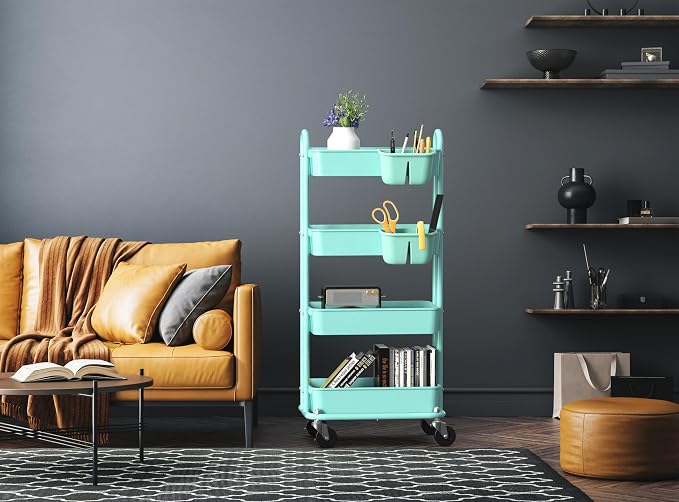 Simple Houseware 4-Tier Multifunctional Rolling Utility Cart - Image 4
