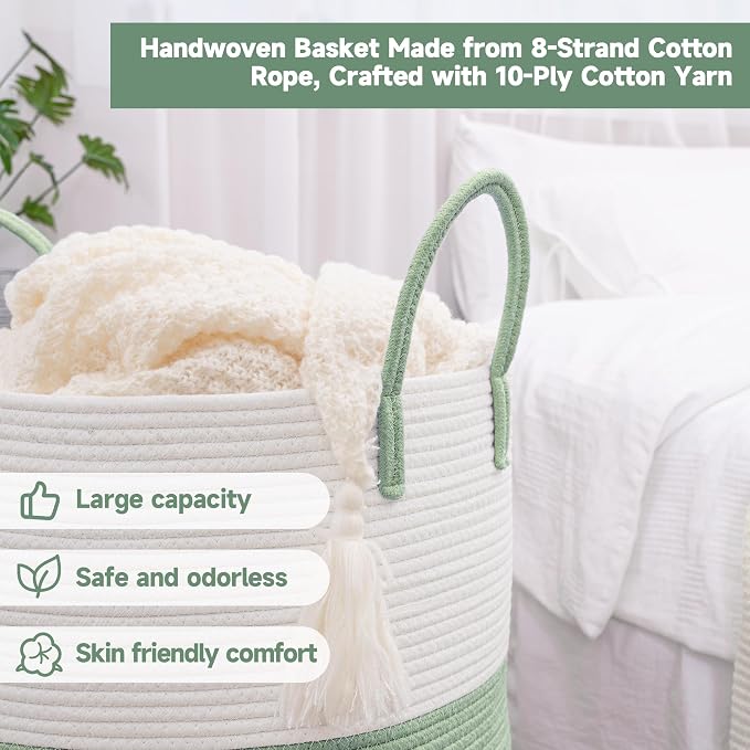 CLHMILY&Z 40L Laundry Basket Round Storage Rope Basket - Image 5