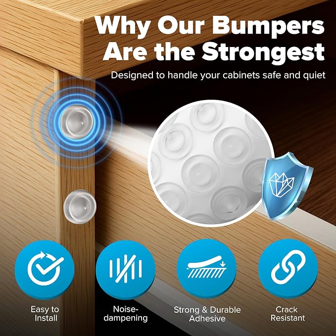 Strongest Home Cabinet Door Bumpers – 200 Pack Clear Rubber Bumpers - Image 6