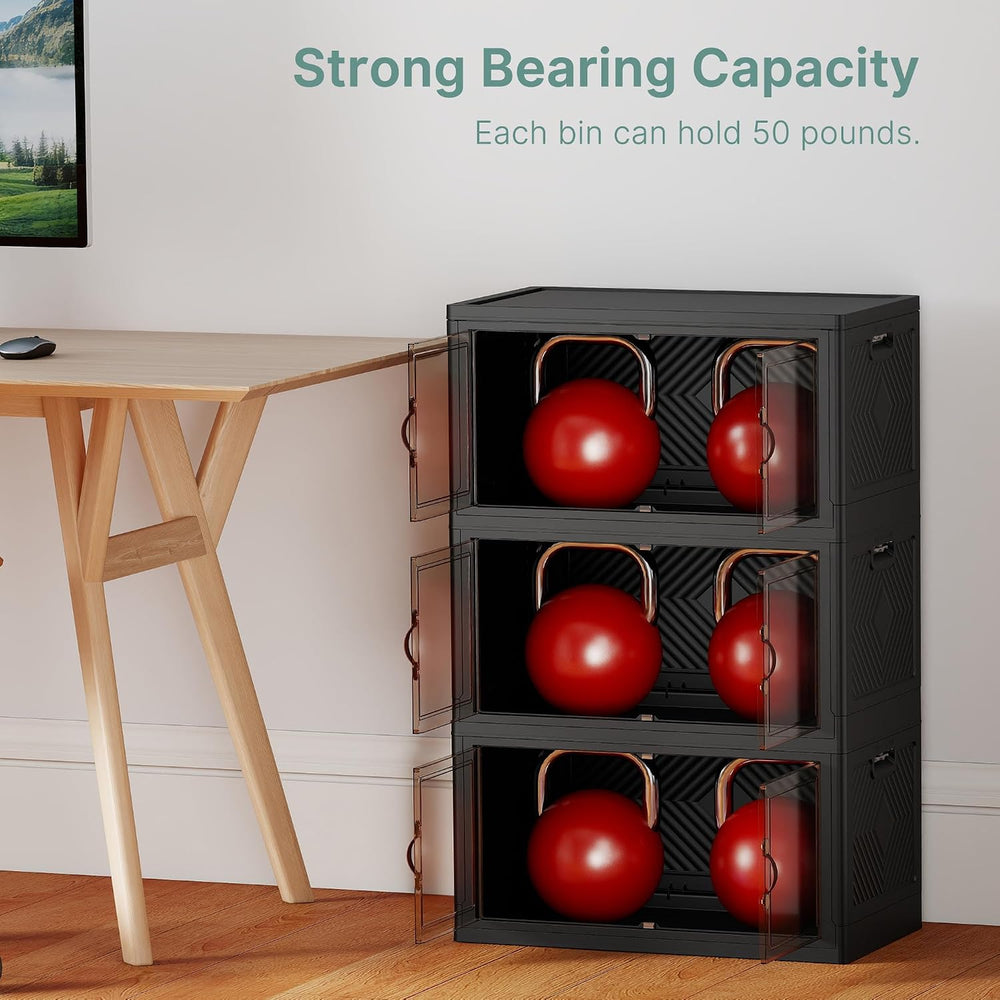 UAMFURI 144QT Lockable Plastic Storage Bins, 3 Pack Collapsible Cabinets