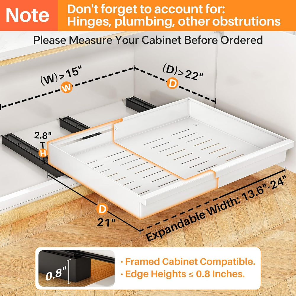 Pull out Cabinet Organizer, 1-Pack Expandable(13.6"-24") Silde out ...
