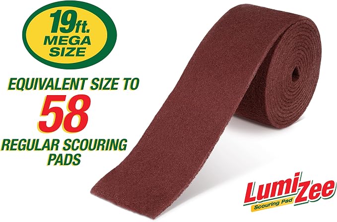 Heavy Duty Scrubbing Pad Roll 19ft Ultra Size Sponge Scouring Pad Brown19ft x - Image 2