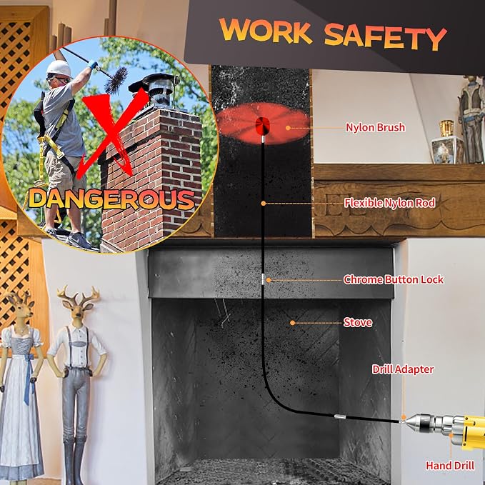 30 Feet Chimney Sweep Kit, Chimney Cleaning Kit - Image 3
