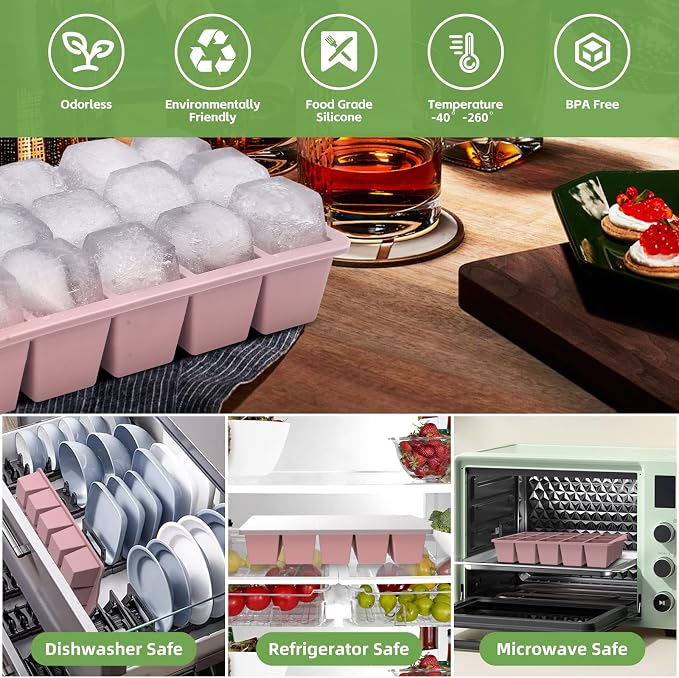 Silicone Ice Cube Tray, 3 Pack Easy-Release Stackable Ice Trays - Image 2