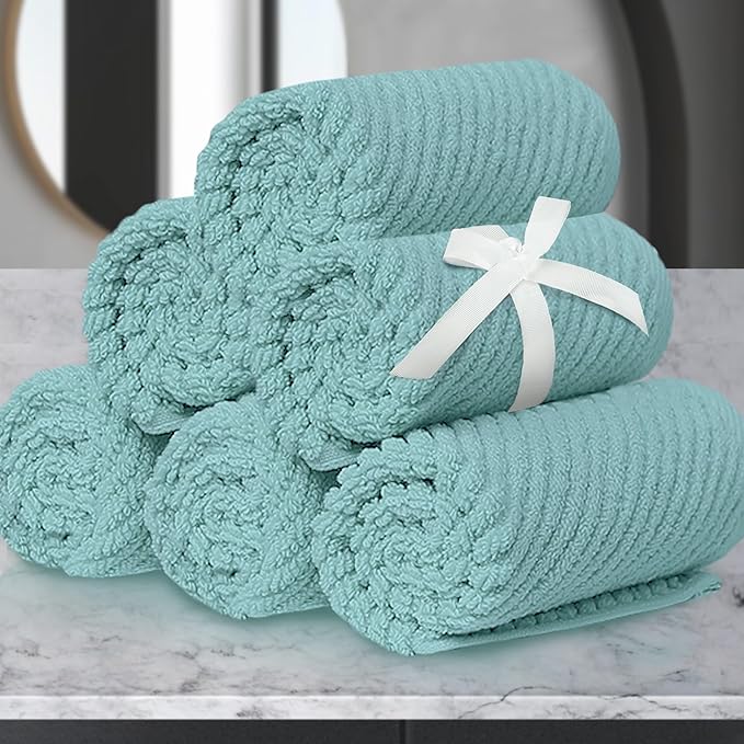 Wash Cloths for Your Face, 6 Pack Large 13"x13" by VOOVAMOVAS