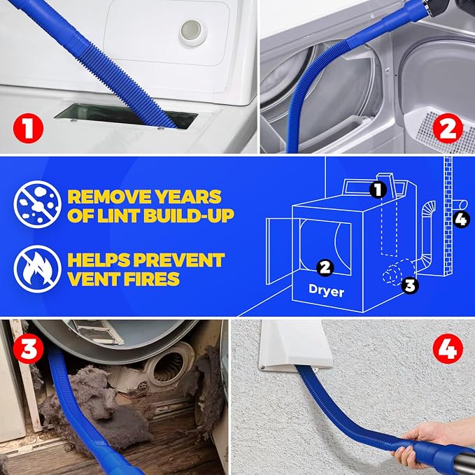 Holikme 2 Pieces Dryer Vent Cleaner Kit, Dryer Lint Vacuum Attachment and - Image 5