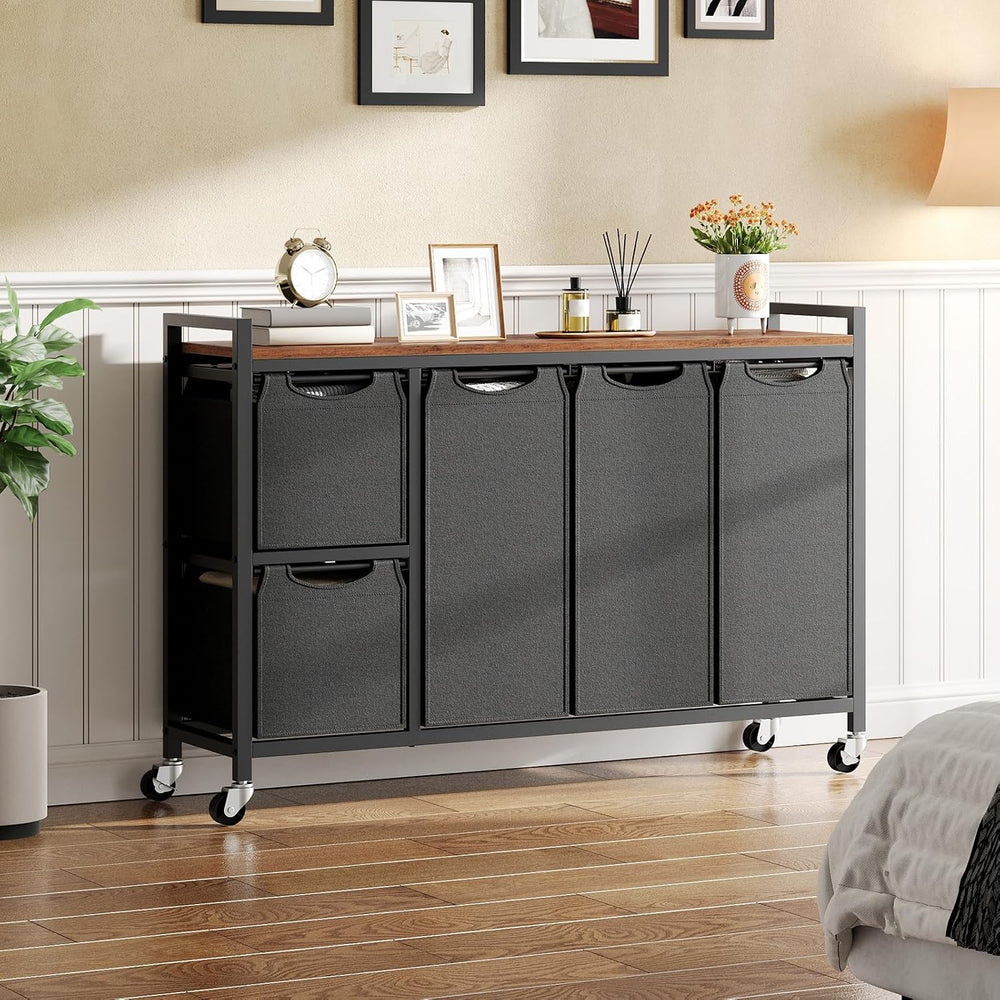 HOOBRO Laundry Sorter with 5 Sections, 45.5 Gal. (170 L) Laundry Hamper with ...