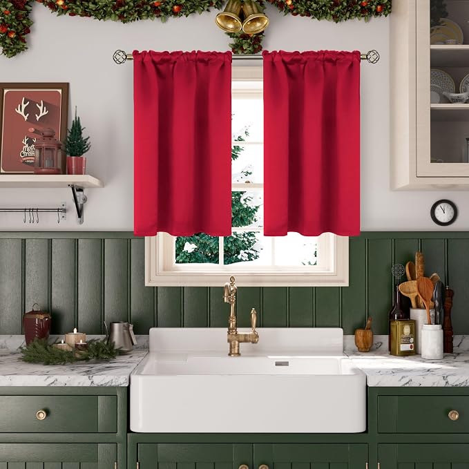 BGment Red Blackout Curtains 40 Inches Length - Image 5